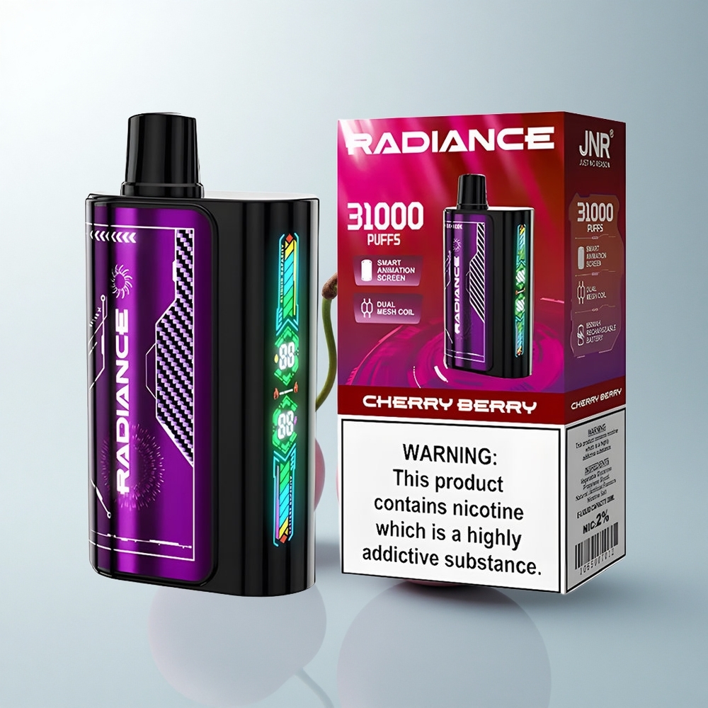 JNR Radiance 31000 Puffs Baie Cerise Éclat 28ml Double Mesh 2%