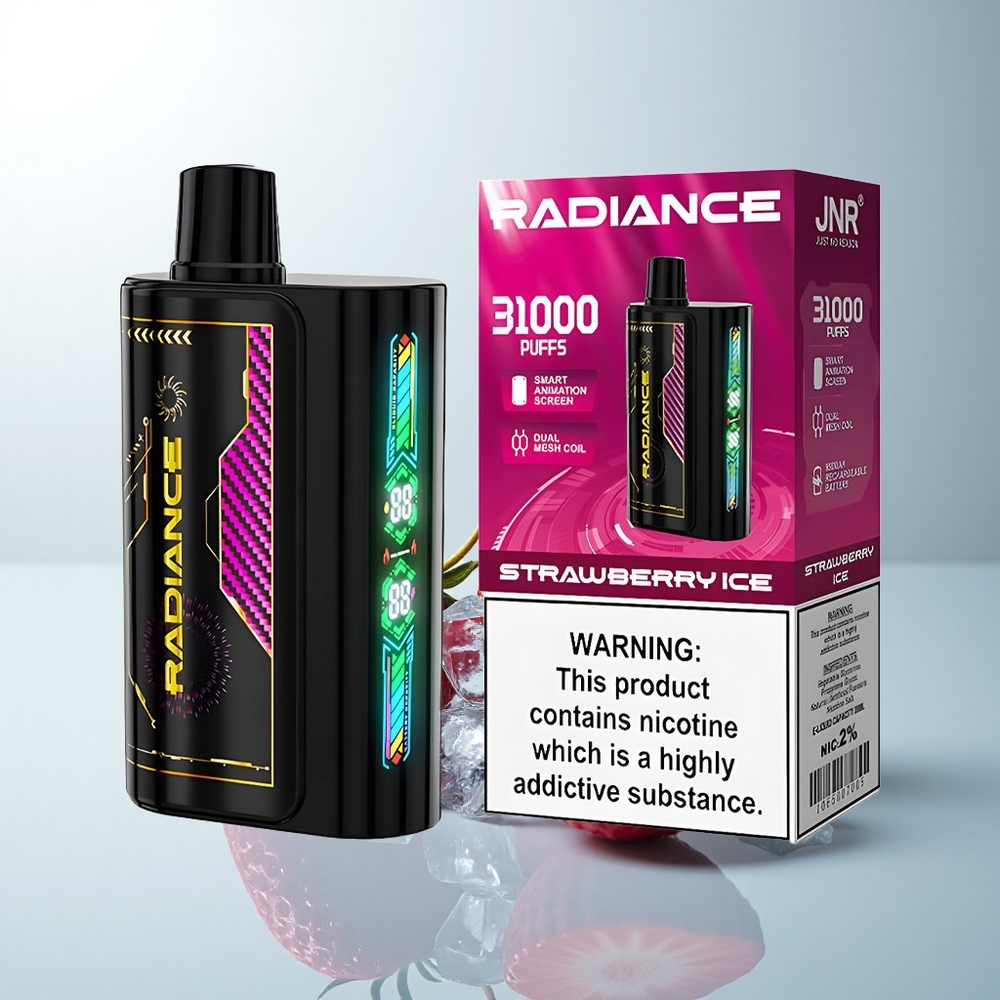 JNR Radiance 31000 Puffs Glace à la Fraise Double Mesh Écran Animé