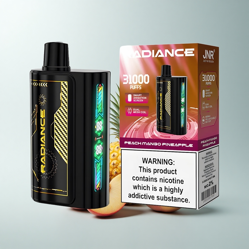 JNR Radiance 31000 Puffs Pêche Mangue Ananas Écran Animé Intelligent Dual Mesh Coil
