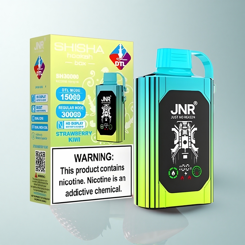 JNR Shisha Hookah Box 20500 Puffs Fraise Kiwi HD Dual Mesh Charge Rapide Type-C
