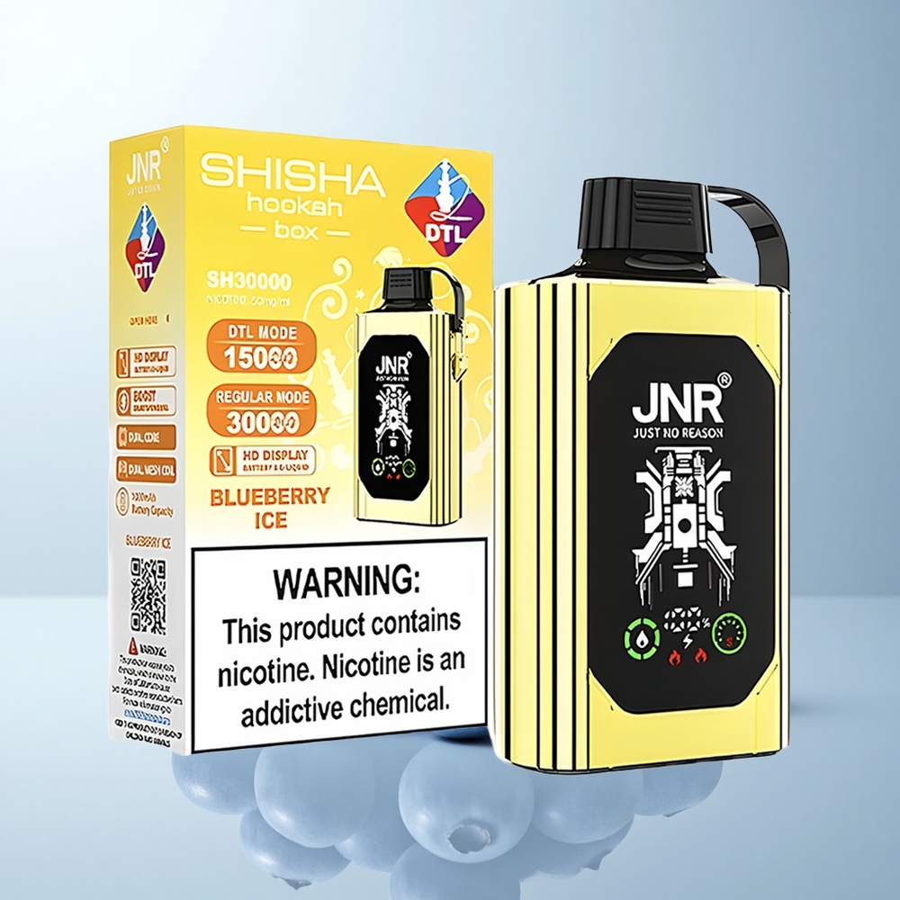 JNR Shisha Hookah Box 20500 Puffs Glace Myrtille HD Dual Mesh Charge Rapide