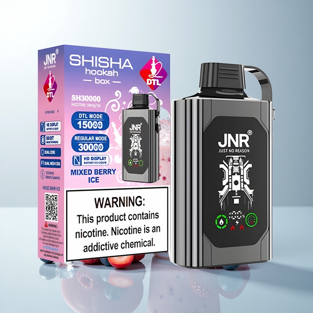JNR Shisha Hookah Box 20500 Puffs Glace aux Baies Mixtes avec Double Mesh Coil et Charge Rapide Type-C