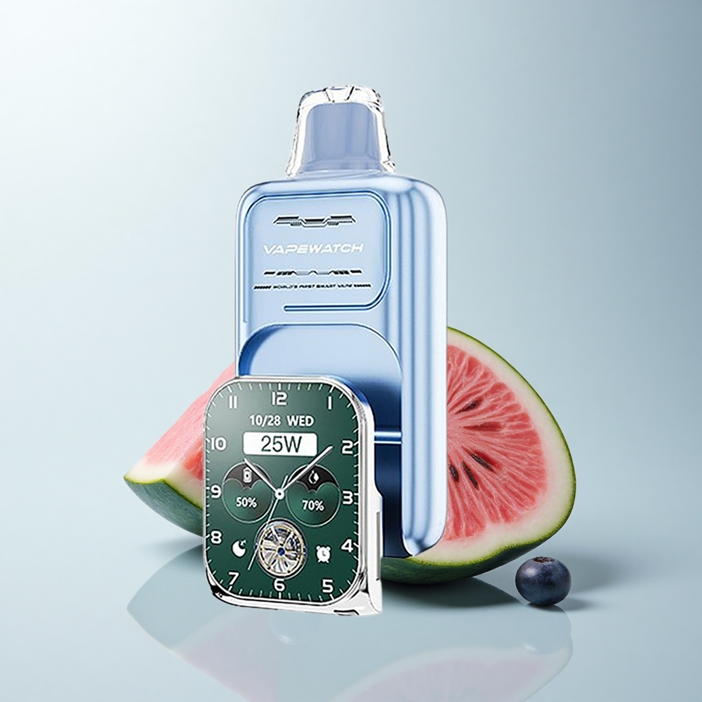 JNR VapeWatch 30000 Puffs Eau de Pastèque Myrtille Dual Mesh Charge Rapide Type-C