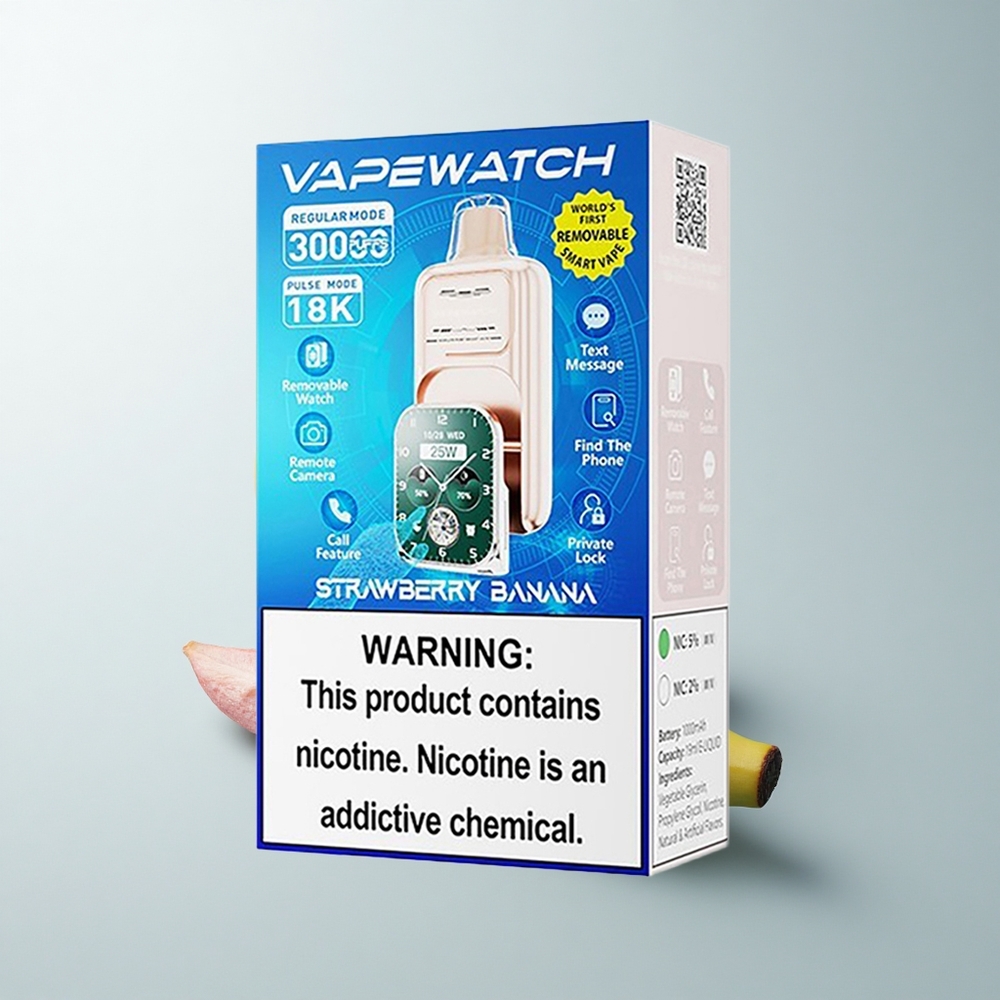 JNR VapeWatch 30000 Puffs Fraise Banane Double Mesh Charge Rapide Type-C