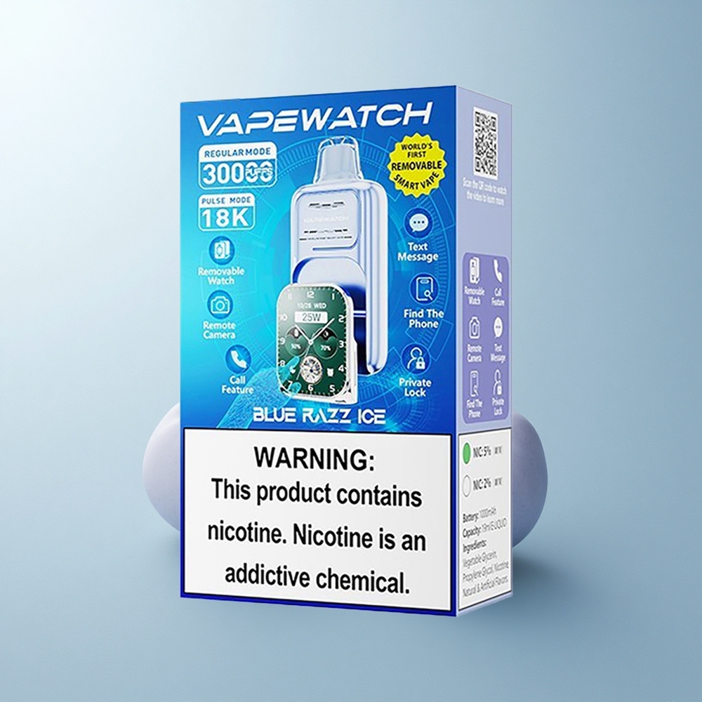 JNR VapeWatch 30000 Puffs Glace Bleue Framboise Dual Mesh 19mL