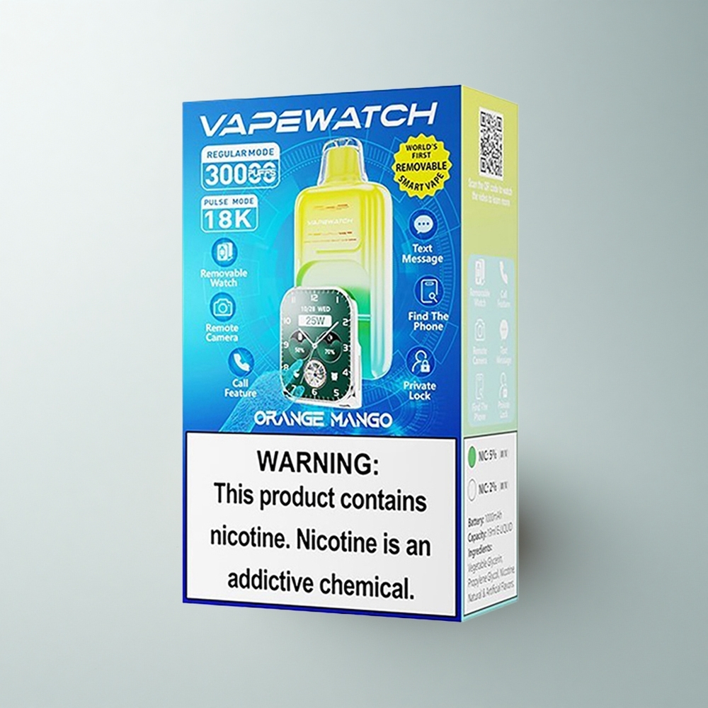 JNR VapeWatch 30000 Puffs Mangue Orange Dual Mesh Charge Rapide Type-C