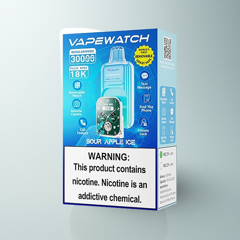 JNR VapeWatch 30000 Puffs Pomme Acidulée Glacée Double Mesh 19mL