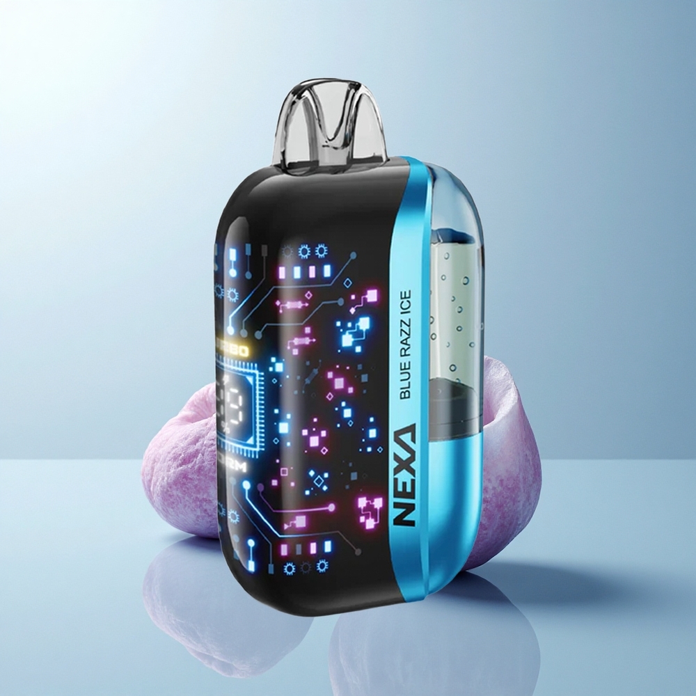 NEXA Ultra 50000 Puffs Glace Framboise Bleue 50K avec Écran Courbe 3D et Bobine Double Mesh 0.9ohm