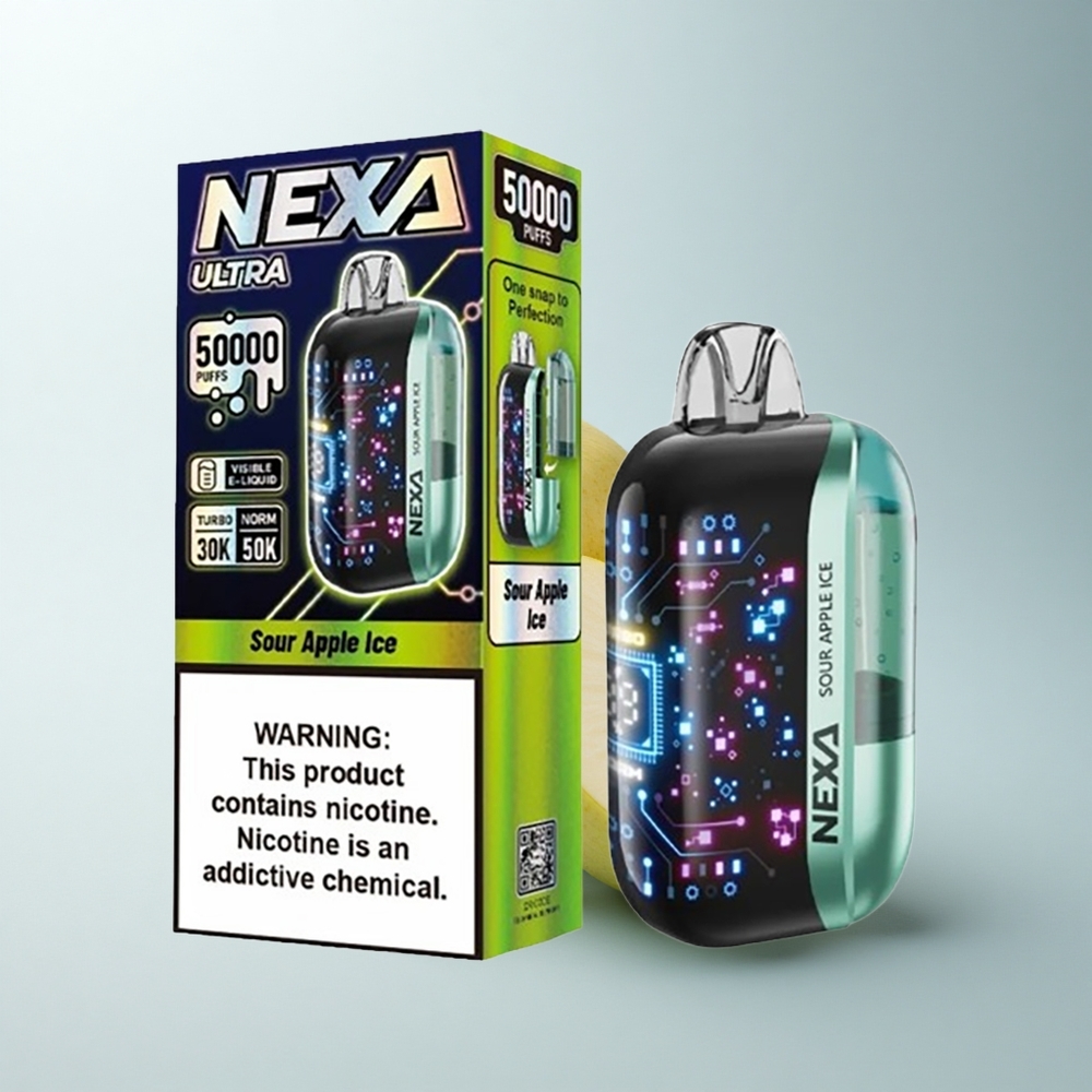 NEXA Ultra 50000 Puffs Pomme Acidulée Glace 50K avec Écran Courbé 3D et Batterie 800mAh