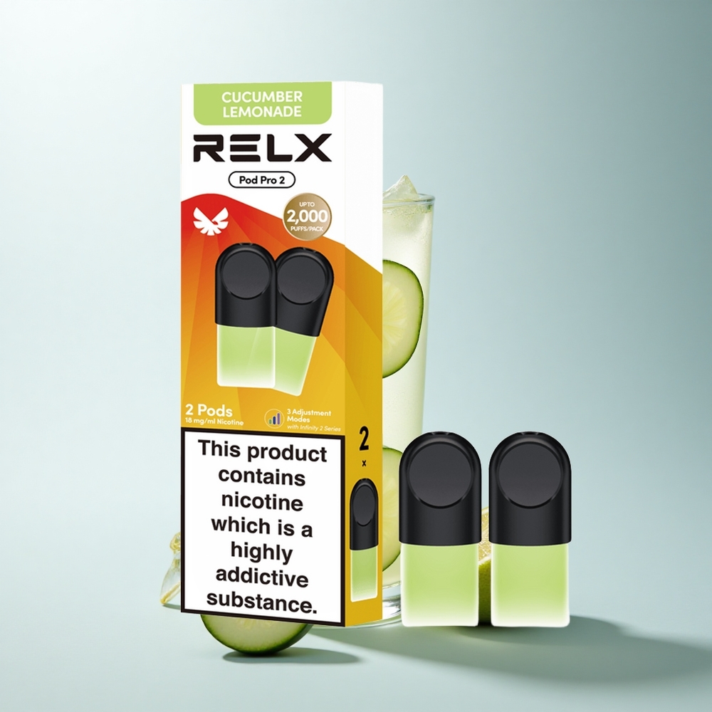 Relx Pod Pro 2 Vape Device Boisson-Concombre Citronnade 18mg/ml avec 1,9ml et Modes Éco-Lisse-Boost