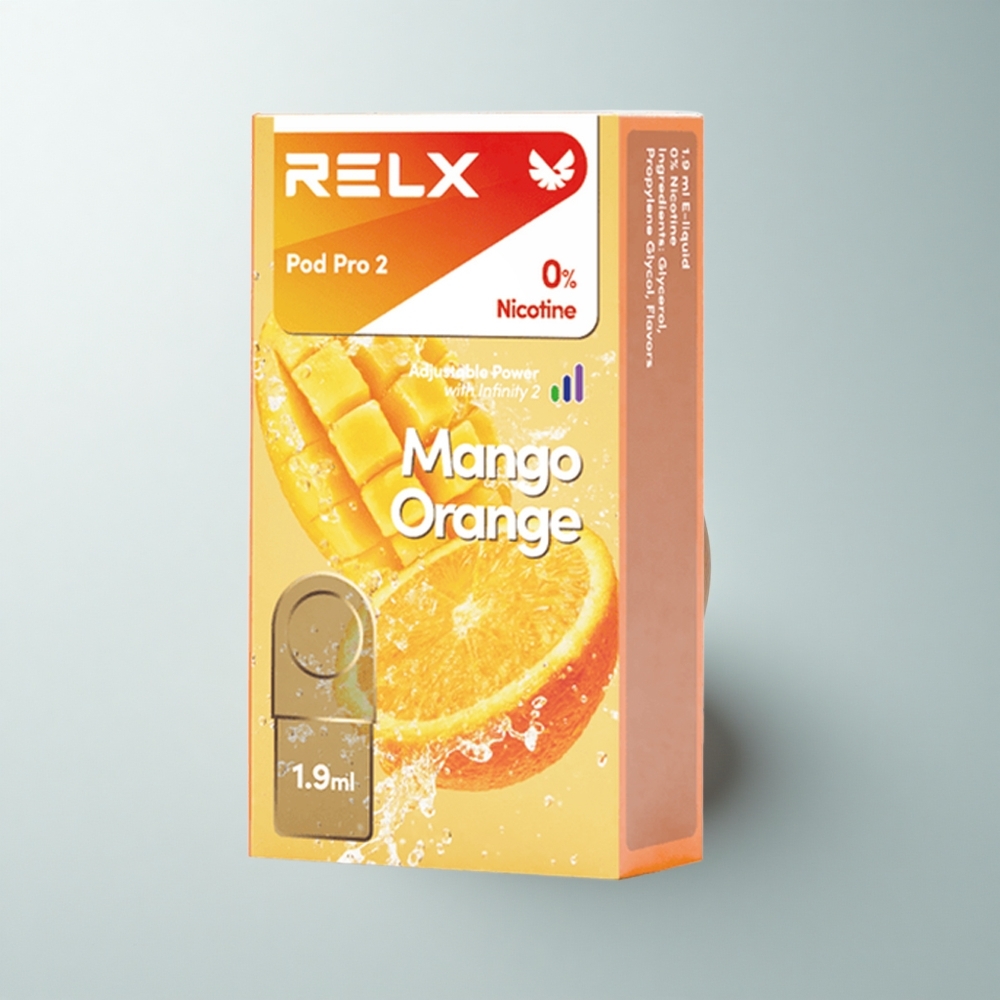 Relx Pod Pro 2 Vape Device Mangue Orange 0mg/ml 1,9ml 2 pods/pack 3 modes