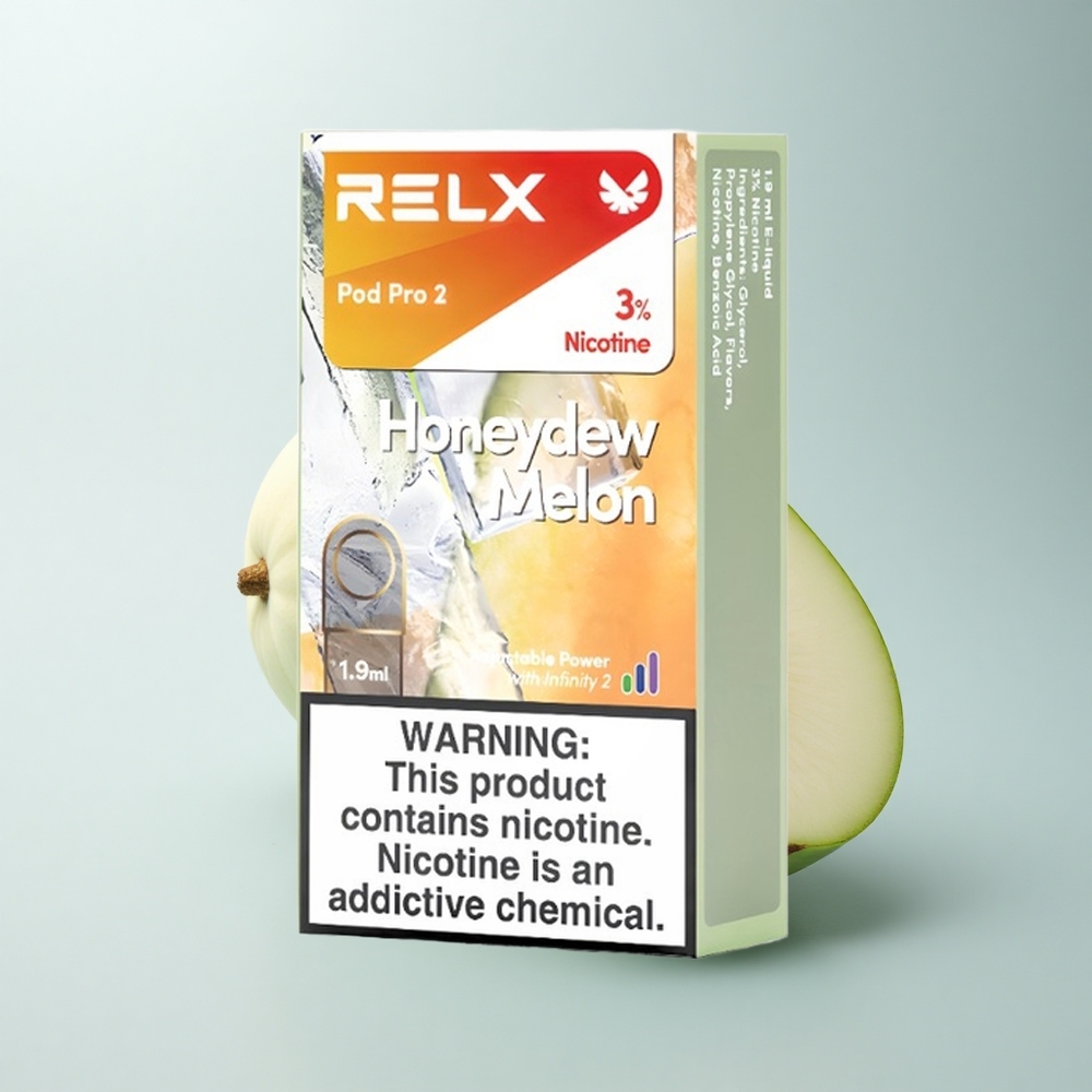 Relx Pod Pro 2 Vape Device Melon Miel 30mg/ml - 1.9ml - Mode Éco/Smooth/Boost - Pack de 2/3