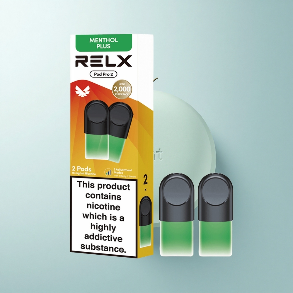 Relx Pod Pro 2 Vape Device Menthe-Menthol Plus 18mg/ml Double Pack 1.9ml Boost Mode