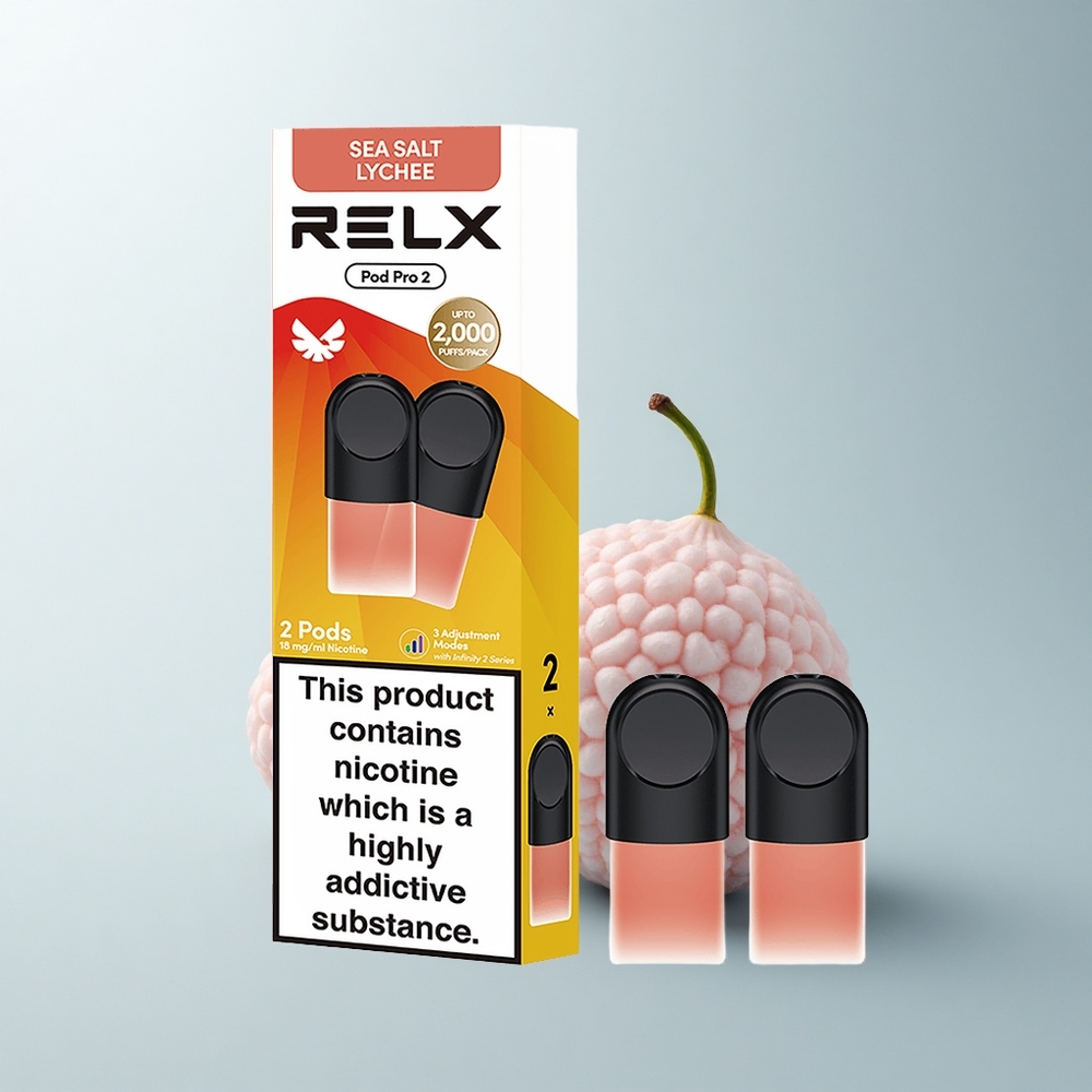 Relx Pod Pro 2 Vape Device Sel de Mer Litchi 18mg/ml avec 1.9ml et Mode Éco/Smooth/Boost