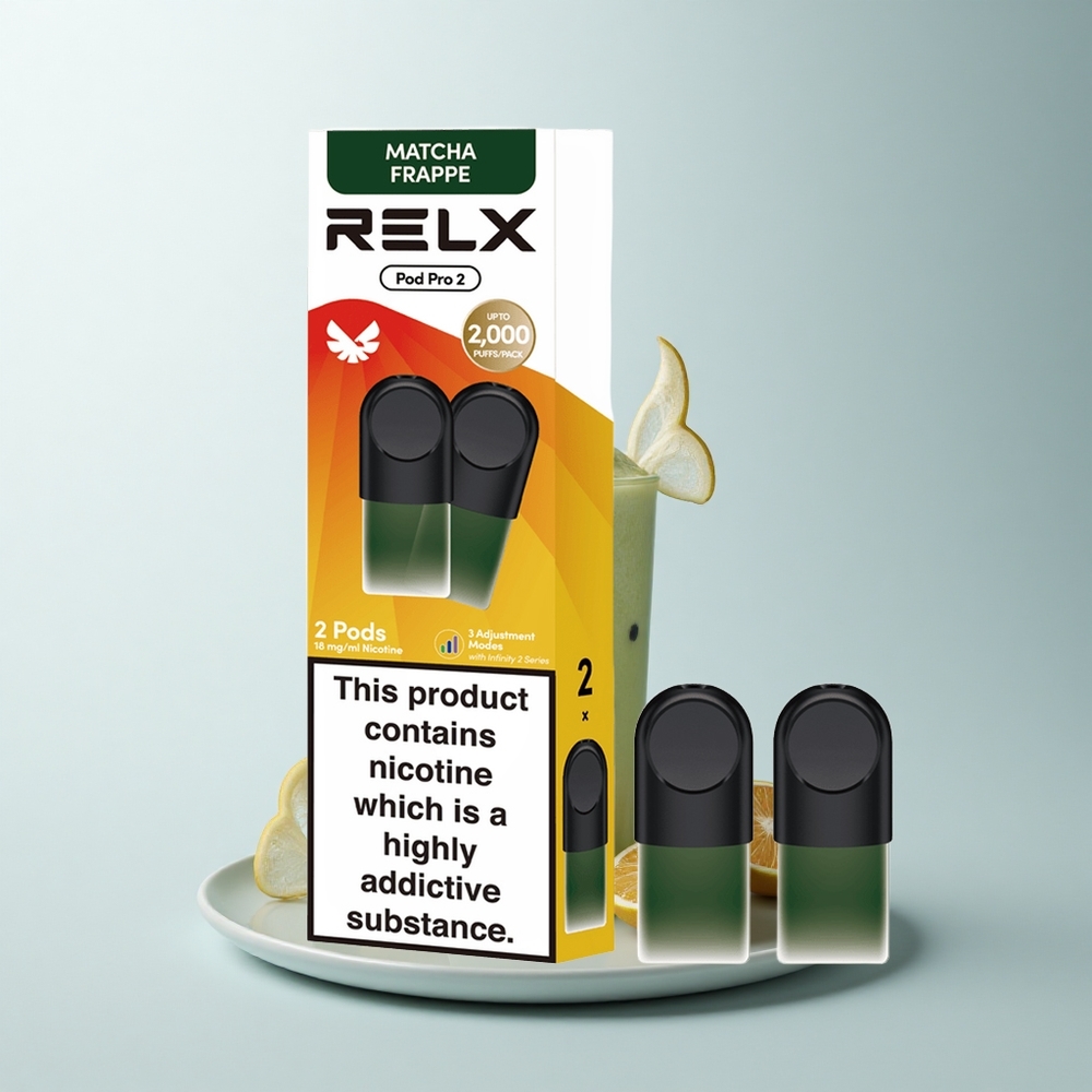 Relx Pod Pro 2 Vape Device Thé Frappé Matcha-Tea 18mg/ml - 1.9ml - 2/3 pods - 5.5W/6.5W/8W