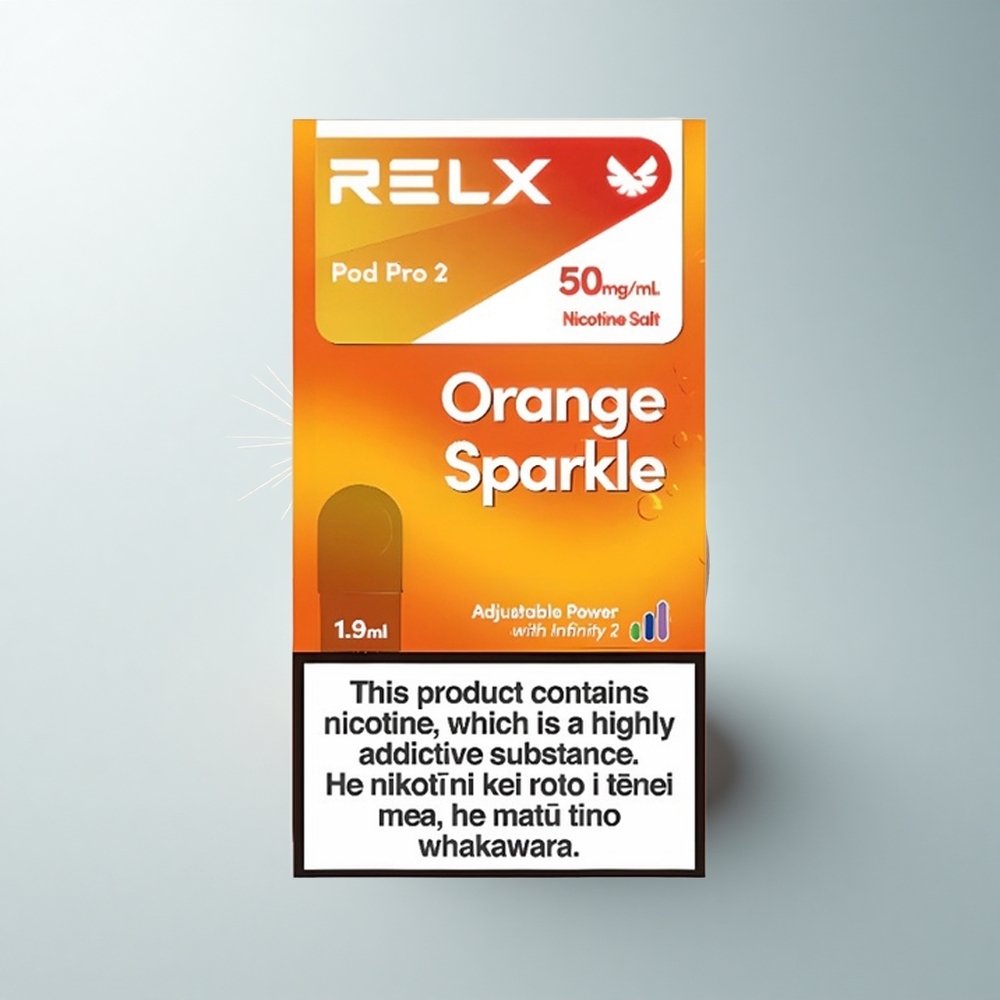 Relx Pod Pro 2 Vape Device Étincelle Orange 50mg/ml 1.9ml 2-3 pods Eco/Smooth/Boost